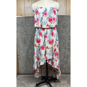 Stella Tweed Women's High-Low Spaghetti Strap Floral Dress Size Large